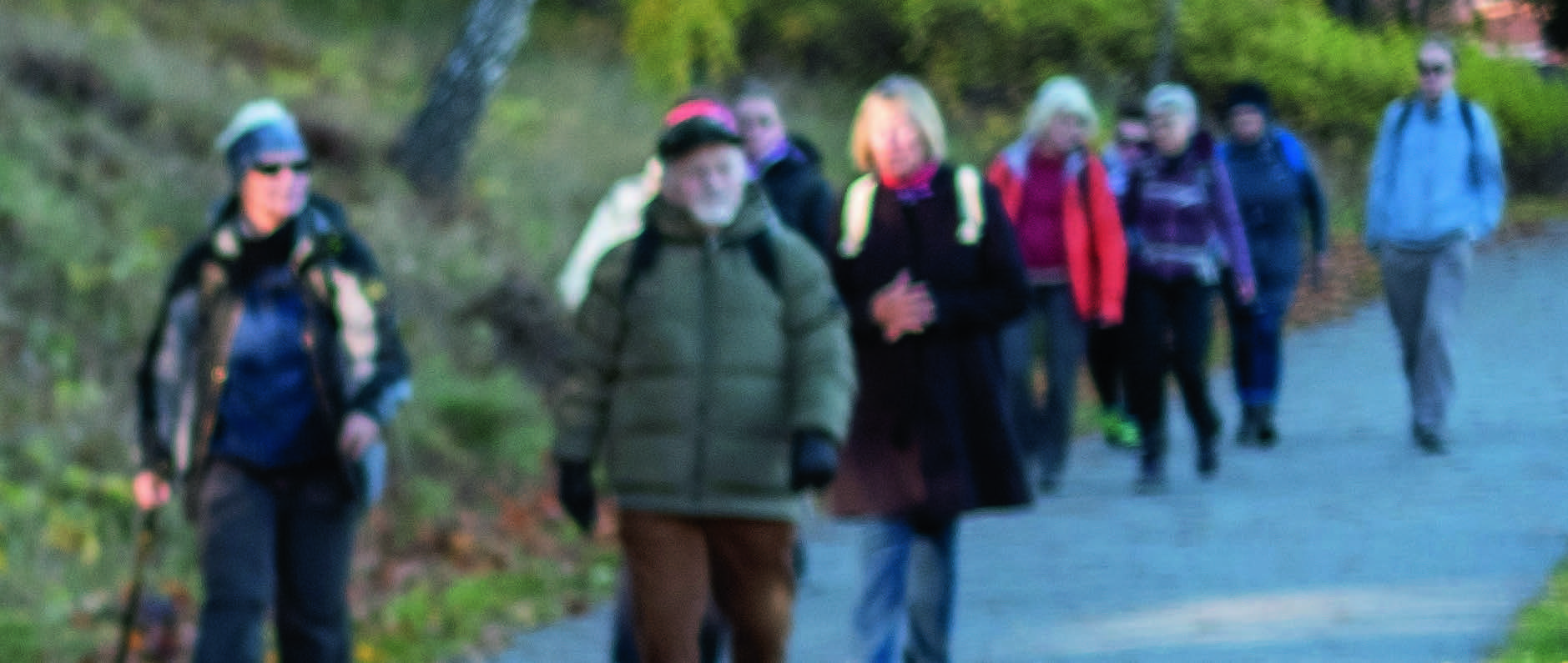 Människor som promenerar längs en väg